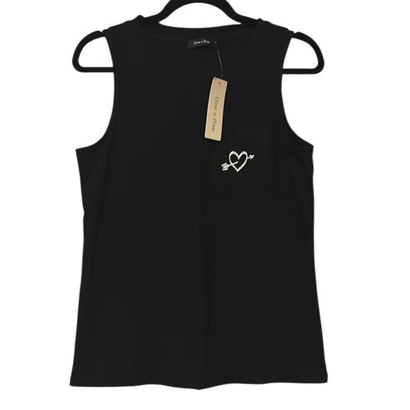 Doe & Rae Black Fitted Sleeveless Muscle Tee-NWT - Picture 1 of 5